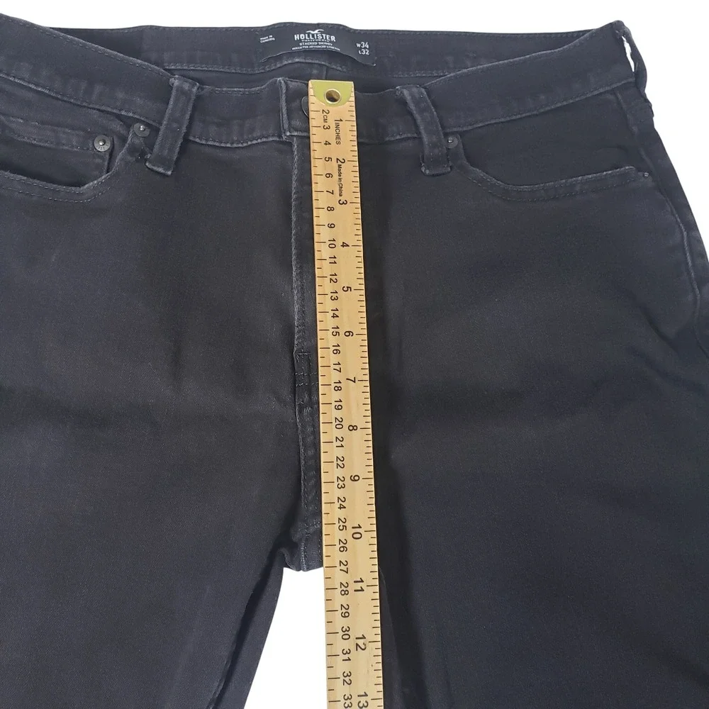 Hollister Mens Stacked Skinny Advanced Stretch Black Jeans 34x32 Denim Pants